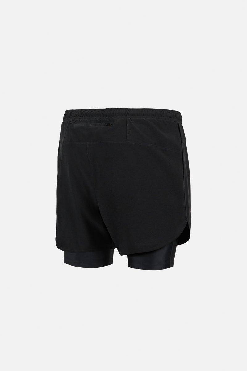 Layered Training Shorts - Black/Black - District Vision - vue de dos