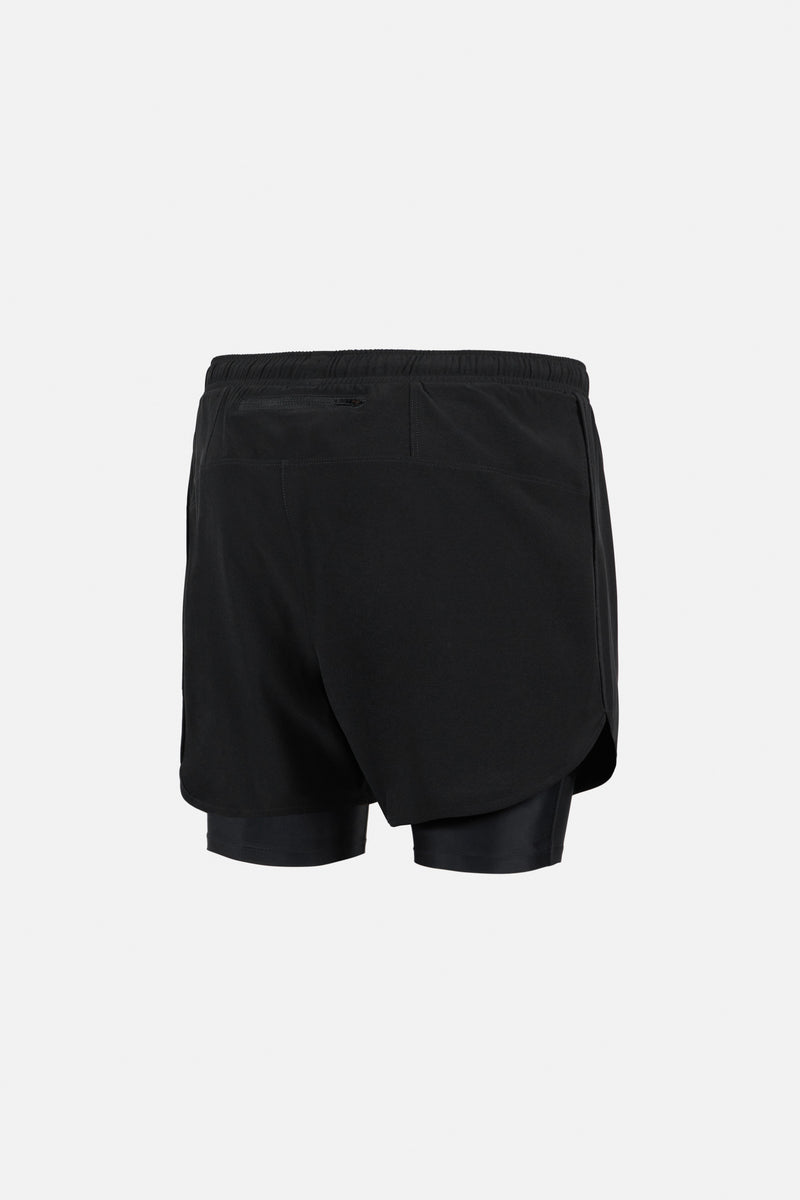 Layered Training Shorts - Black/Black - District Vision - vue de dos