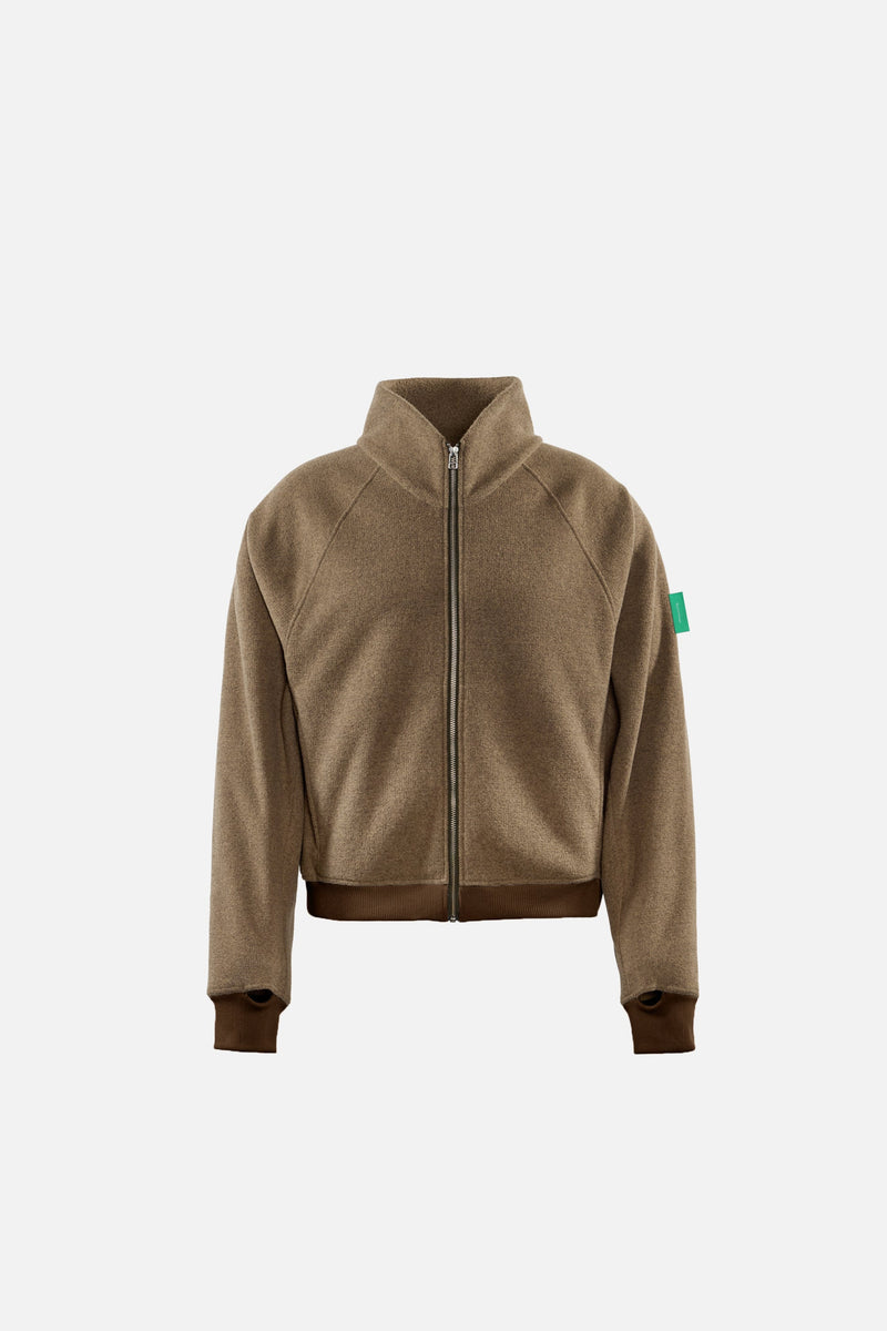 Reverse Brushed Full-Zip Fleece - Melange Brown - District Vision - vue de face