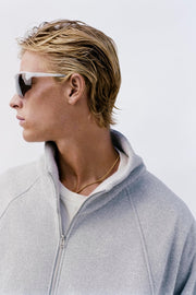 Reverse Brushed Full-Zip Fleece - Melange Grey - District Vision - vue portée