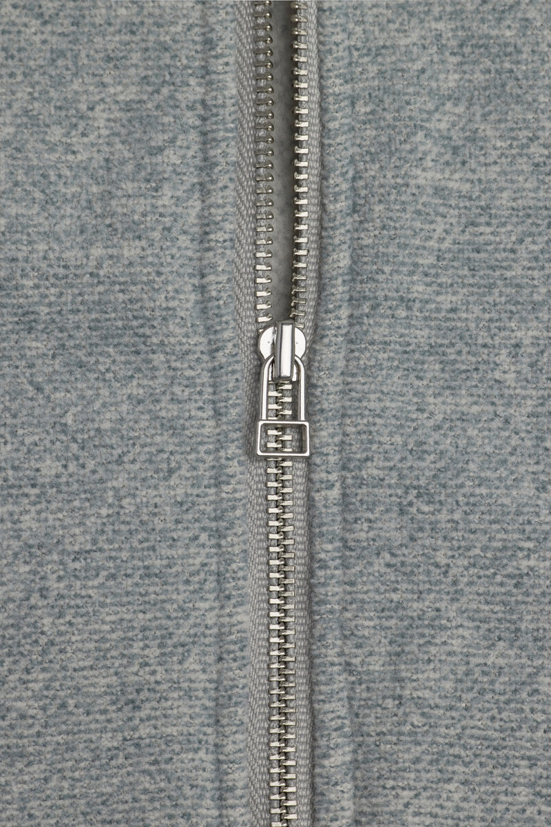 Reverse Brushed Full-Zip Fleece - Melange Grey - District Vision - détail zip