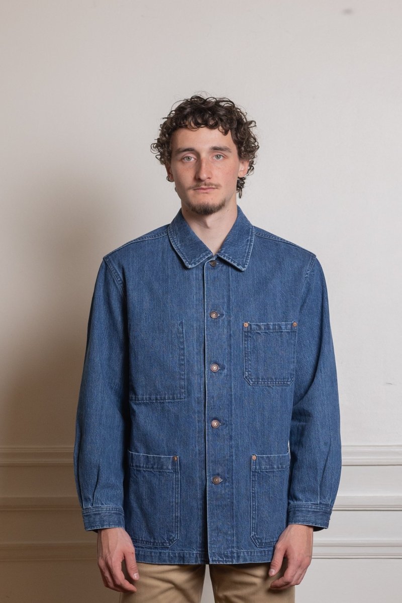 French Work Denim Jacket (Light Blue) - Kamakura Shirt - vue de dos