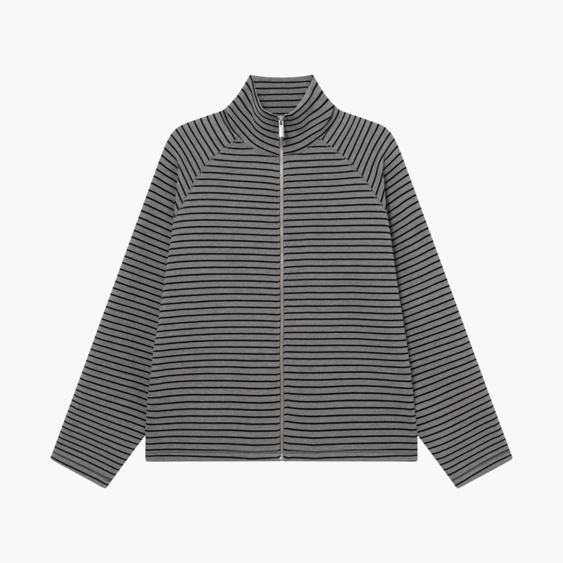 Détail Edit Zip Grey Black Stripe – boutique homme Rennes – Aura Store
