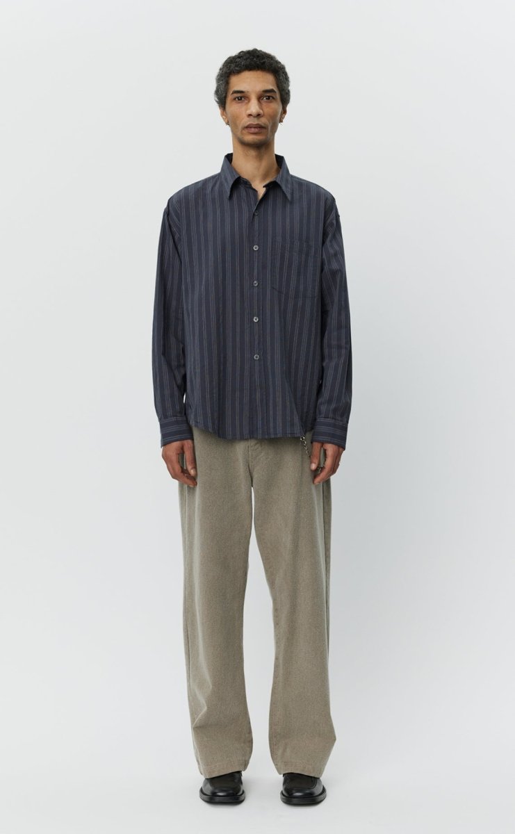 EXECUTIVE SHIRT - Dark Grey Double Stripe MFPEN - vue de face portée — photo 1