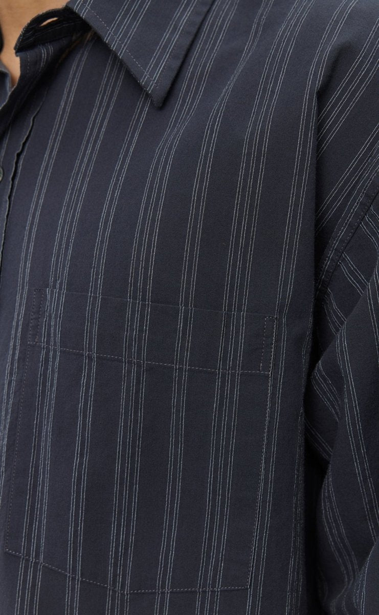 EXECUTIVE SHIRT - Dark Grey Double Stripe MFPEN - détail matière rayures — photo 5
