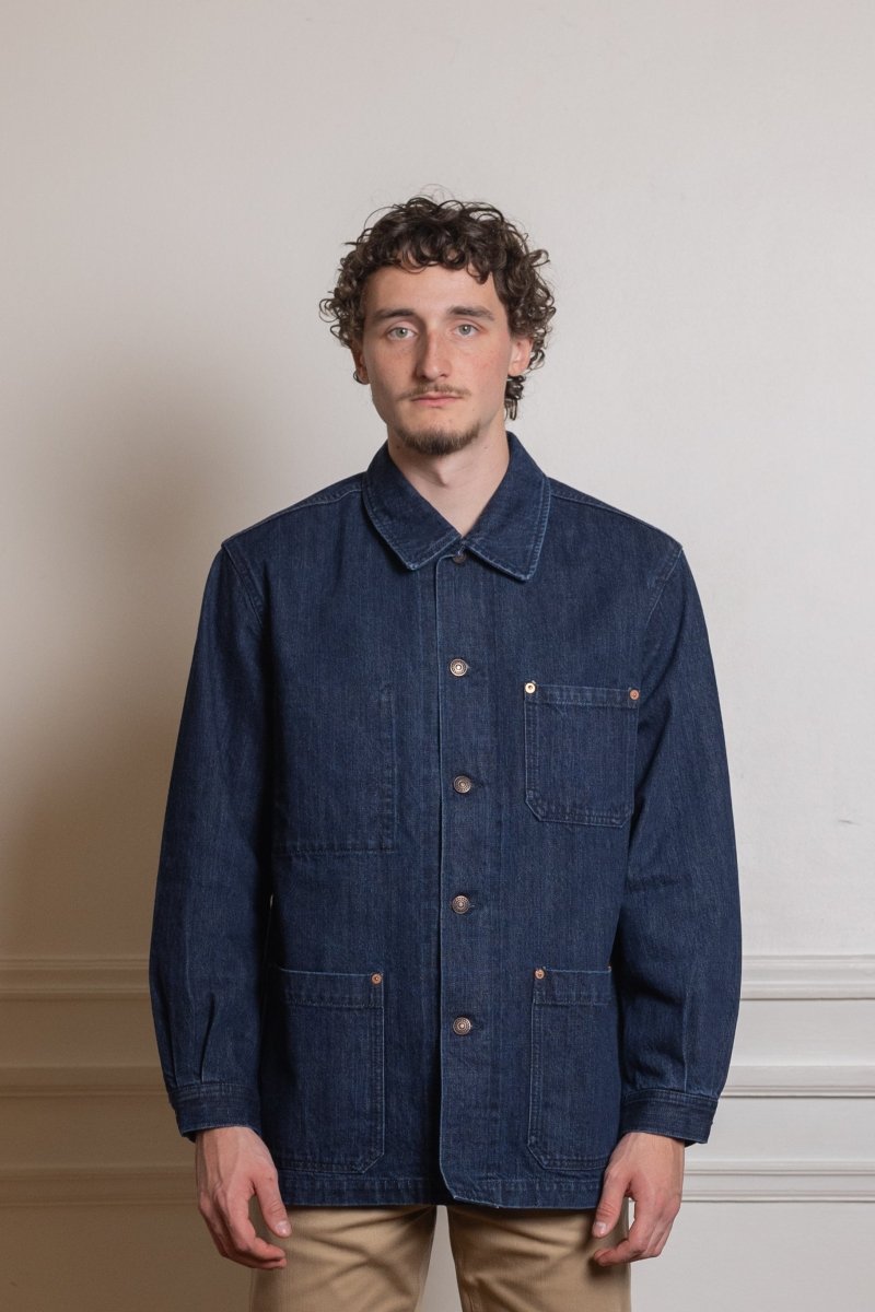 French Work Denim Jacket (Dark Blue) - Kamakura Shirt - vue de dos