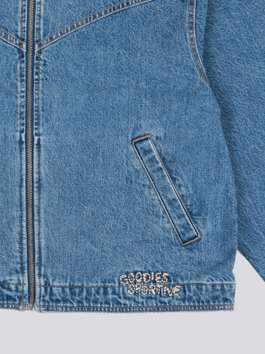 Goodies Sportive Legacy Indigo Jacket détail zip et broderie