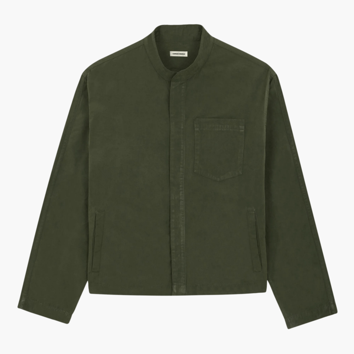 Détail Green Waxed Light Jacket – boutique homme Rennes – Aura Store