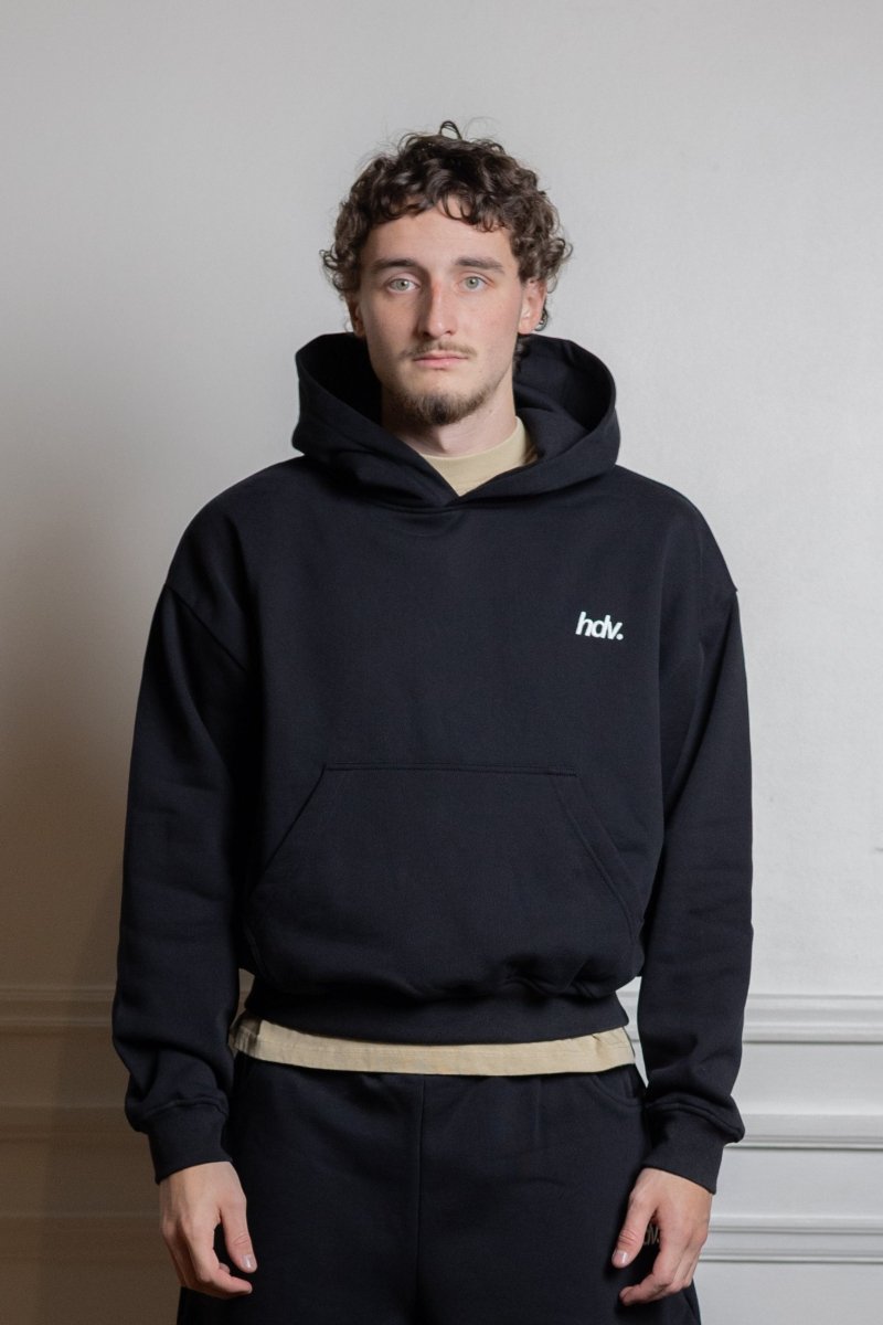 hdv hoodie essential noir coton biologique 450g intérieur molletonné — photo 2