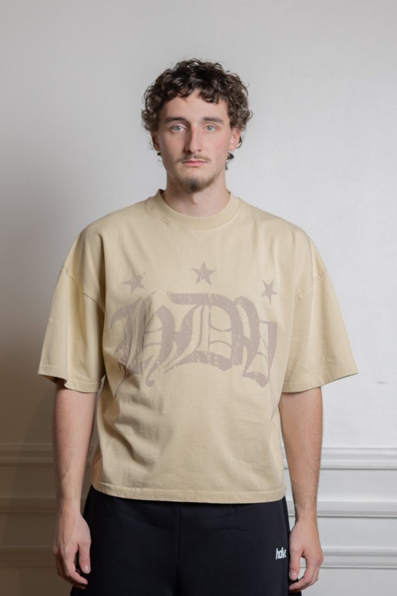 hdv t-shirt beige coton biologique 250g logo hdv imprimé — photo 2