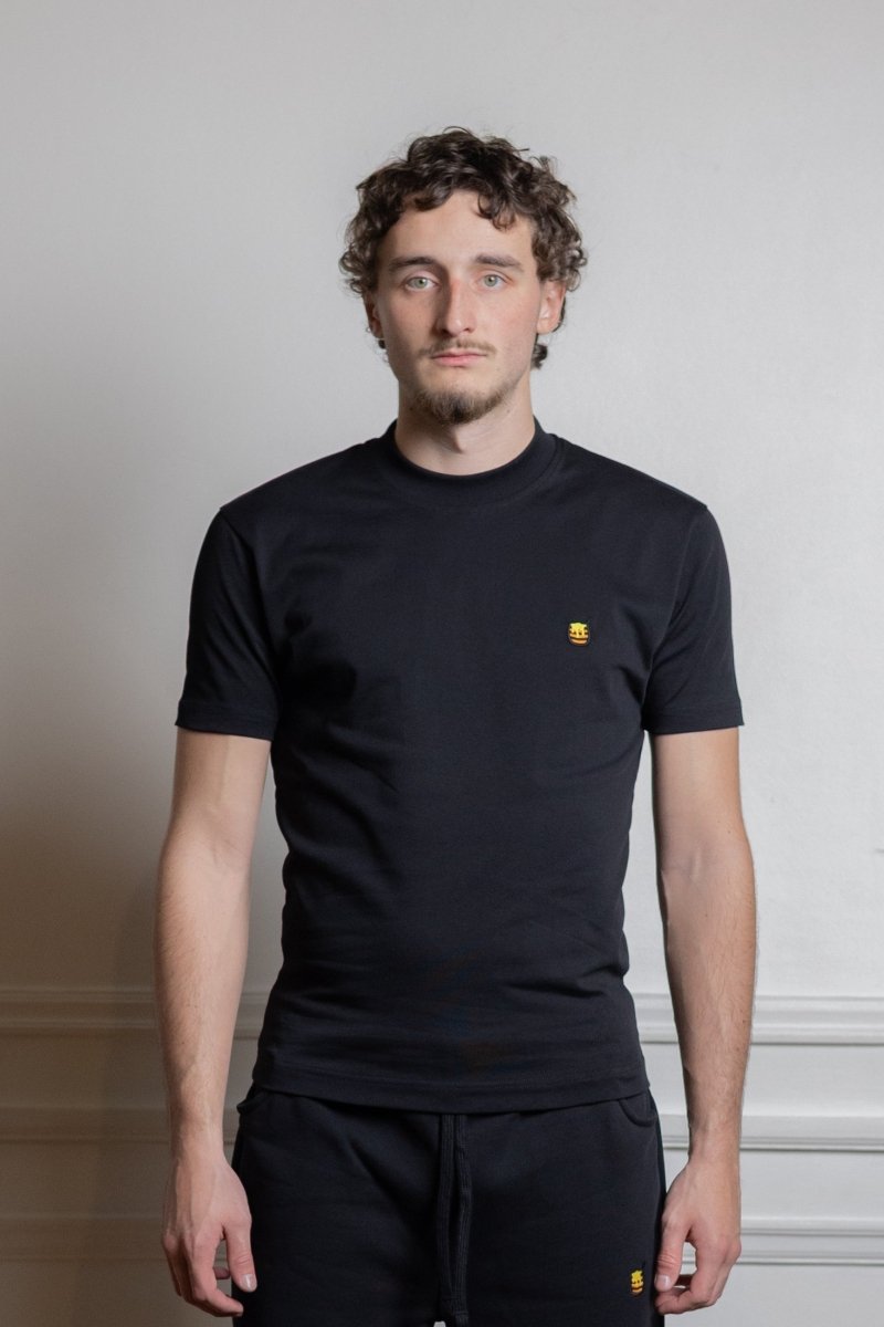 hdv t-shirt pot de miel noir coton biologique 250g col épais structuré — photo 2