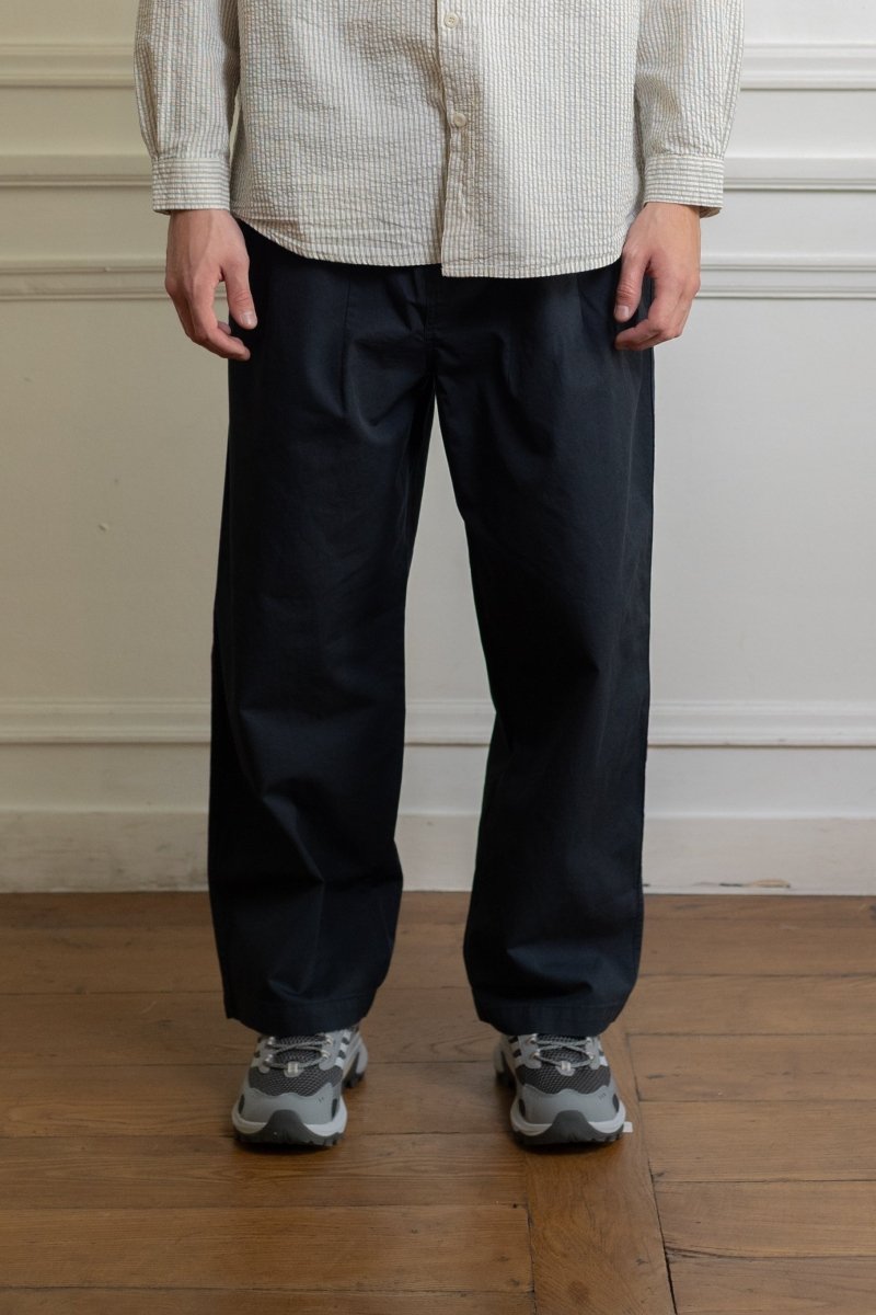 hino navy Kappy Pintuck Wide coton coupe ample plis pintuck frontaux unisexe