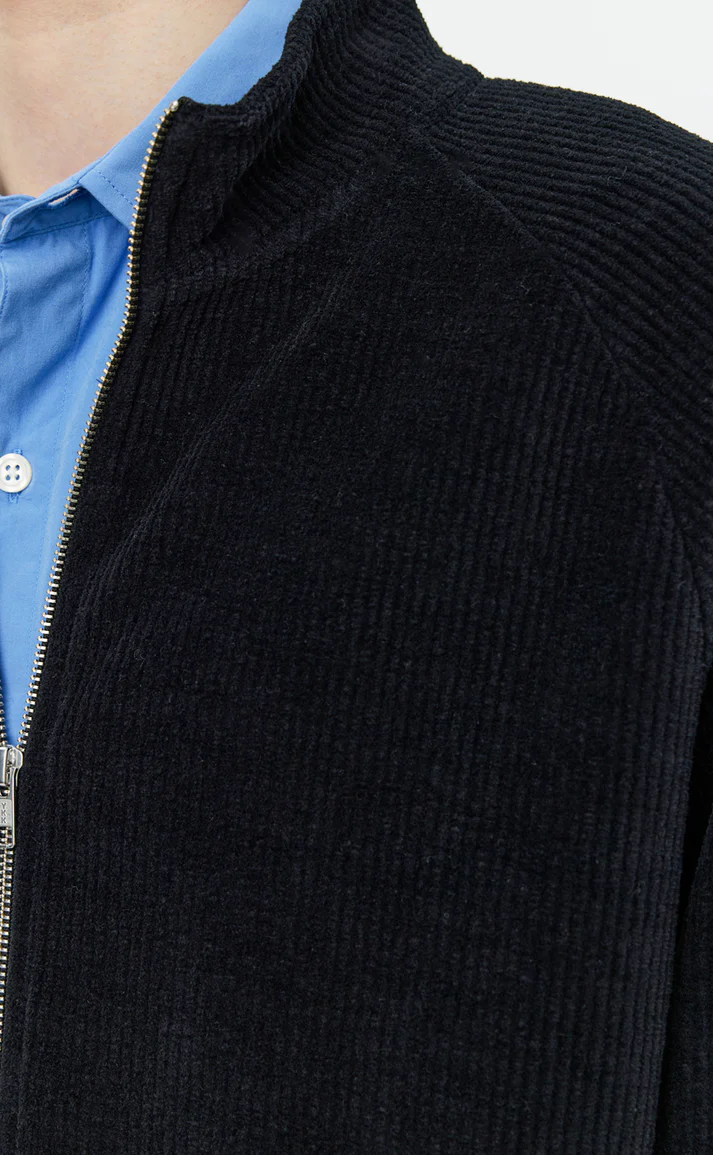 LEISURE ZIP UP - Black Jersey Cord MFPEN