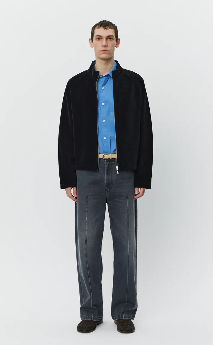 LEISURE ZIP UP - Black Jersey Cord MFPEN