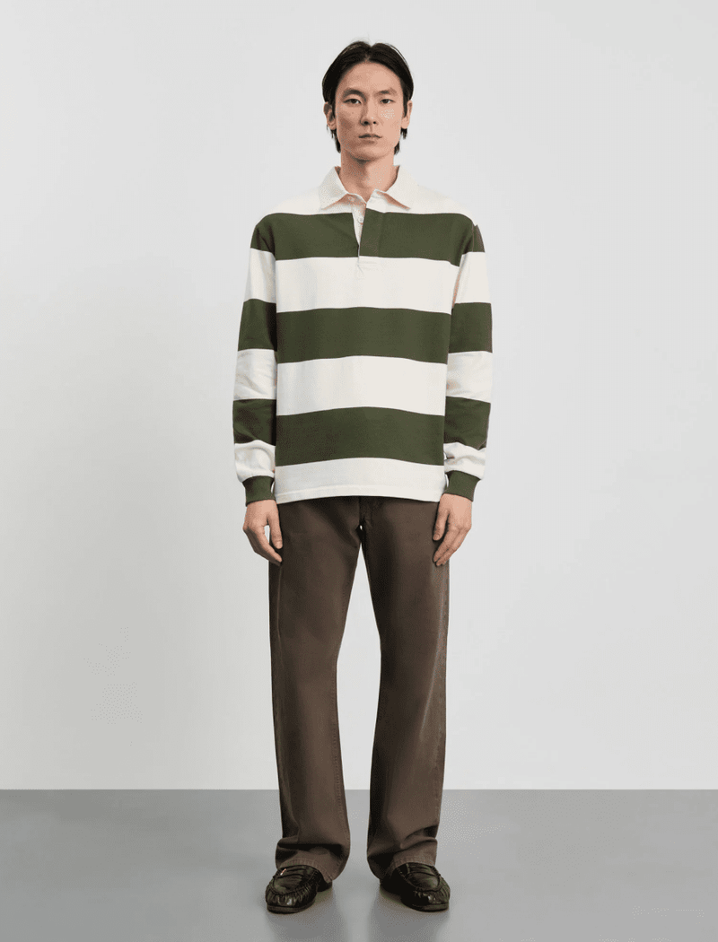 Another Rugby Polo 1.0 – Green Ecru Stripe