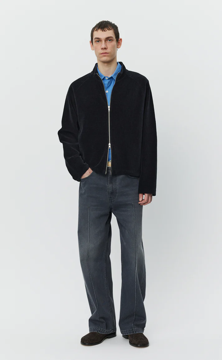 LEISURE ZIP UP - Black Jersey Cord MFPEN