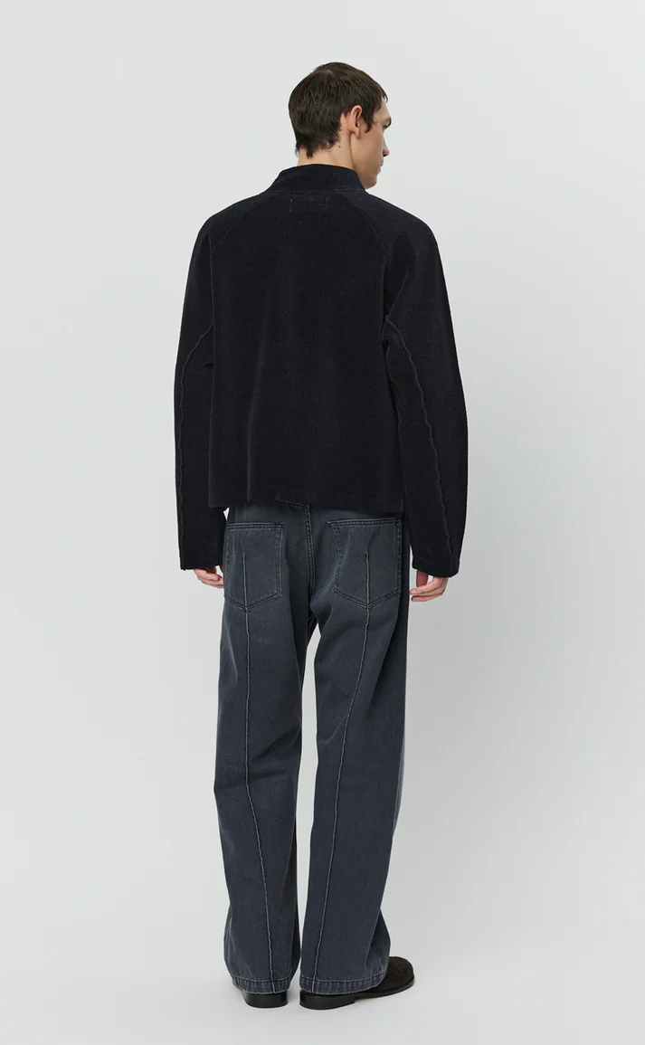 LEISURE ZIP UP - Black Jersey Cord MFPEN