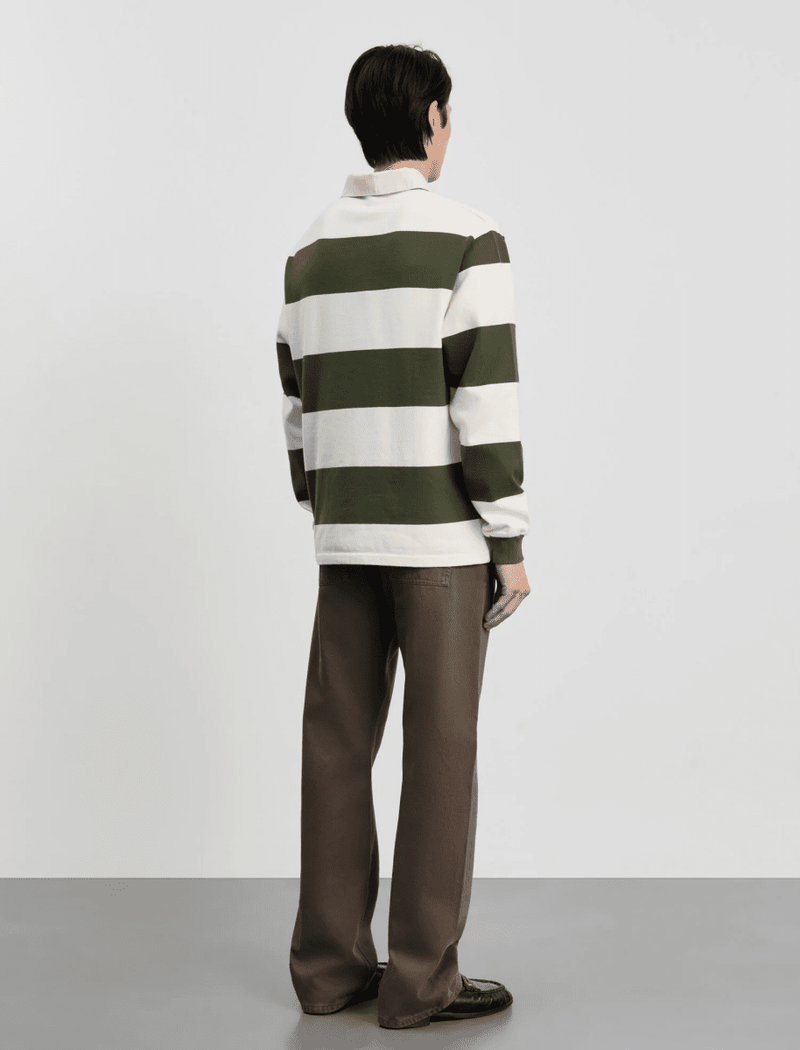 Another Rugby Polo 1.0 – Green Ecru Stripe