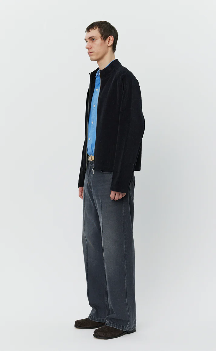 LEISURE ZIP UP - Black Jersey Cord MFPEN
