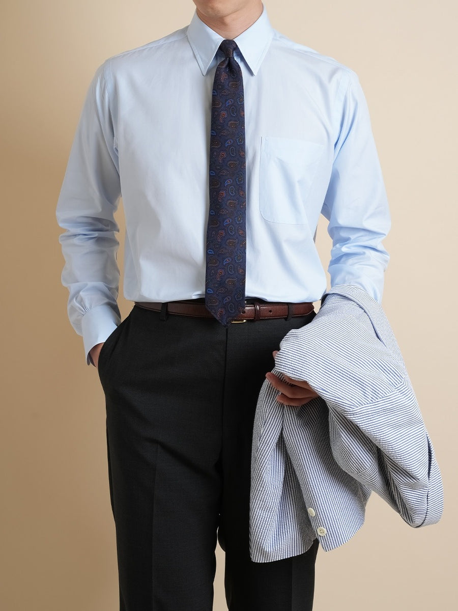 Ametora Straight Collar Selvedge Poplin Blue - Kamakura Shirts - vue 2