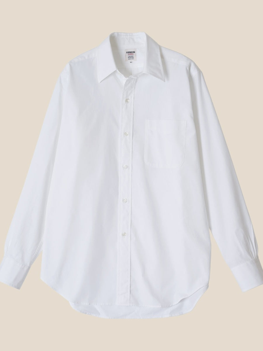 Ametora Straight Collar Selvedge Poplin White - Kamakura Shirts - vue de face
