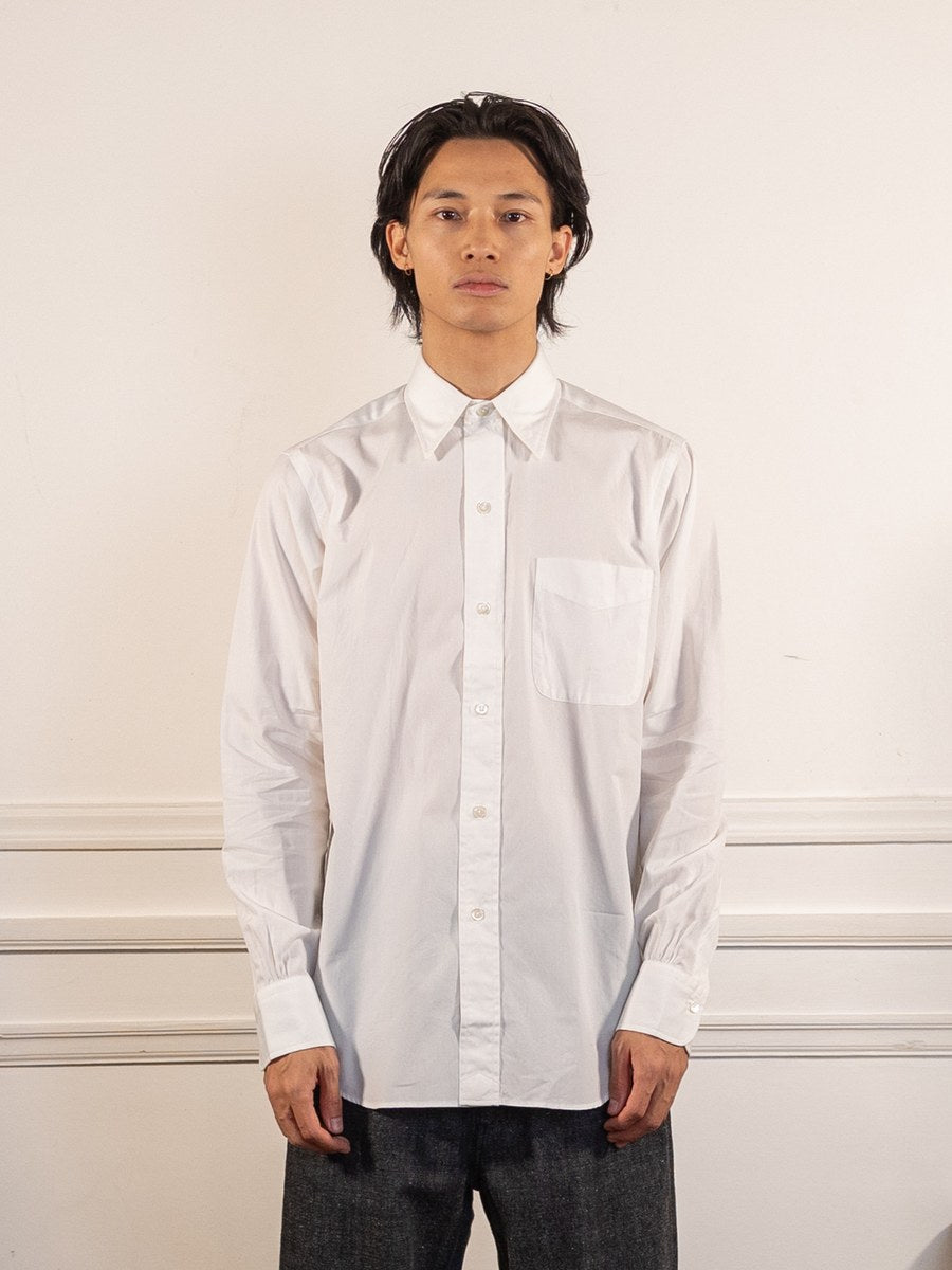 Ametora Straight Collar Selvedge Poplin White - Kamakura Shirts - vue de face portée