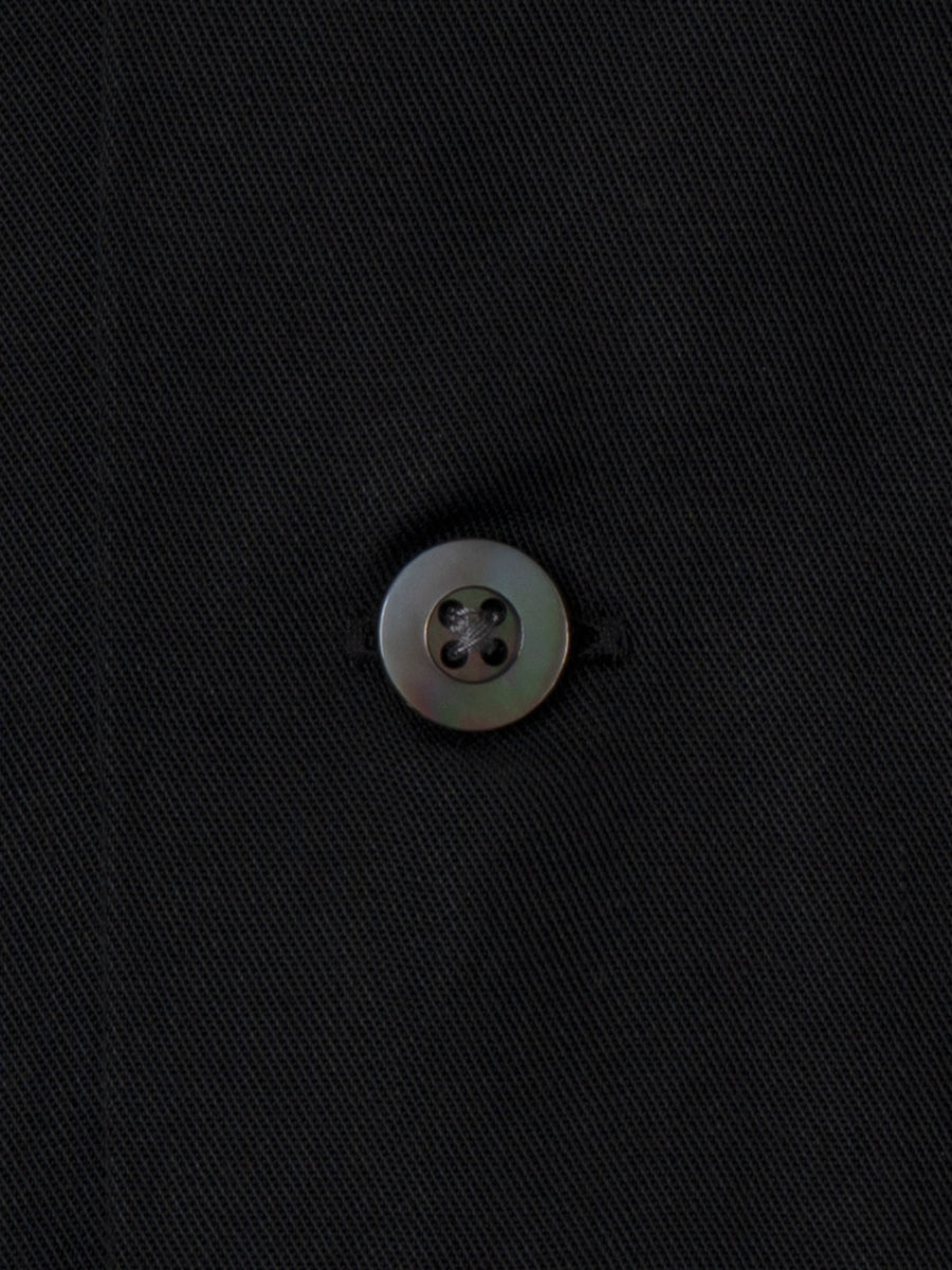 Open Collar Tencel Shirt Black - Kamakura Shirts - détail 2