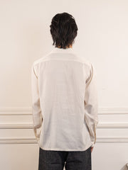Open Collar Tencel Shirt Off-White - Kamakura Shirts - vue de dos portée