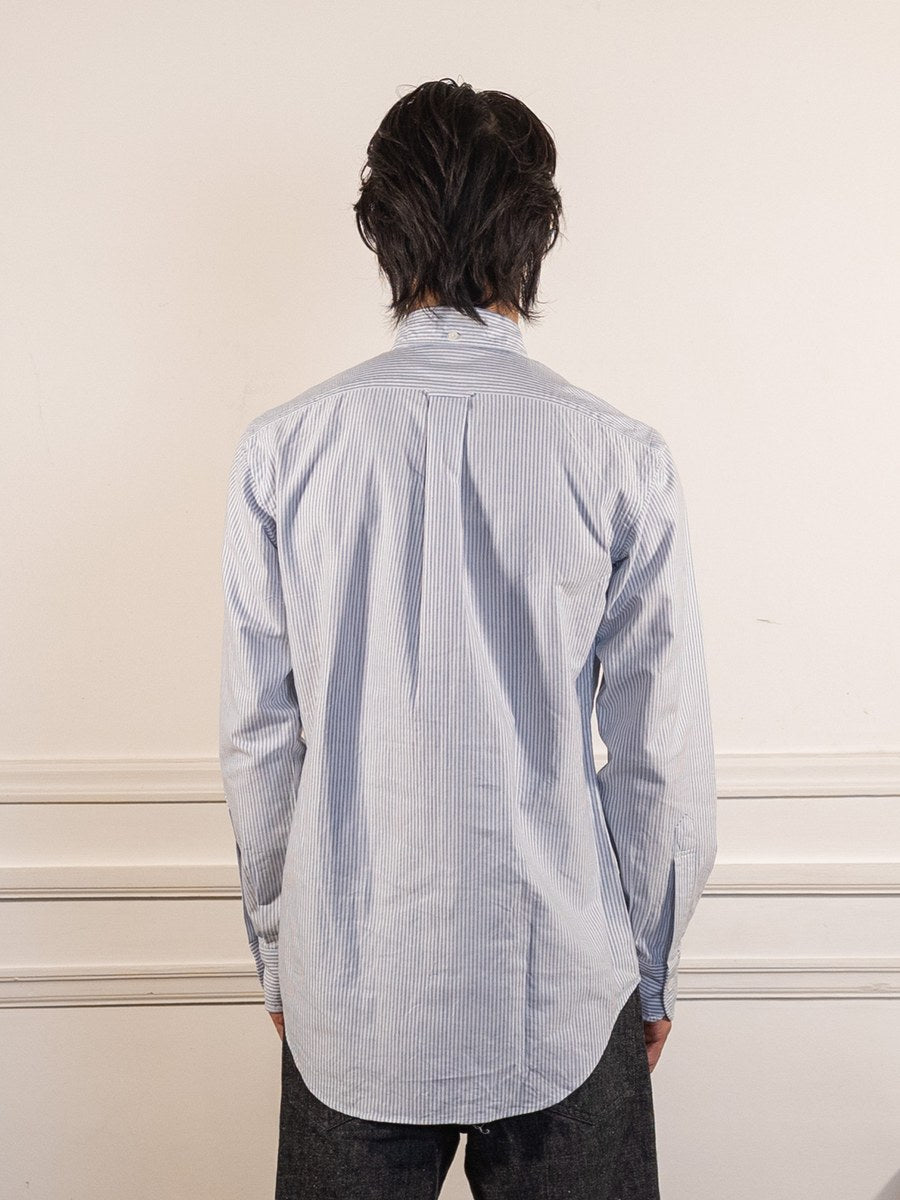 Vintage Ivy University Stripe Button Down Oxford Blue - Kamakura Shirts - vue de dos portée