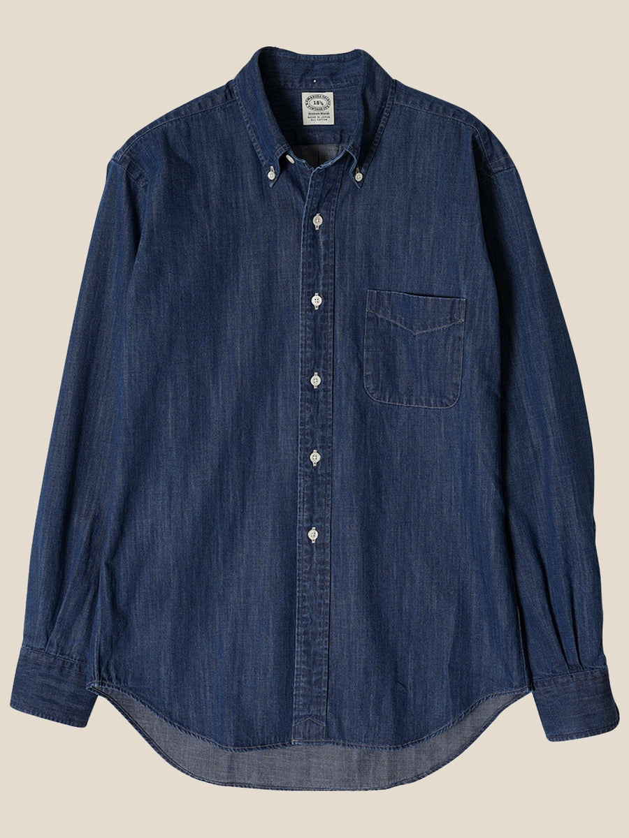 Vintage Ivy Japanese Denim 7oz Dark Blue - Kamakura Shirts - vue de face