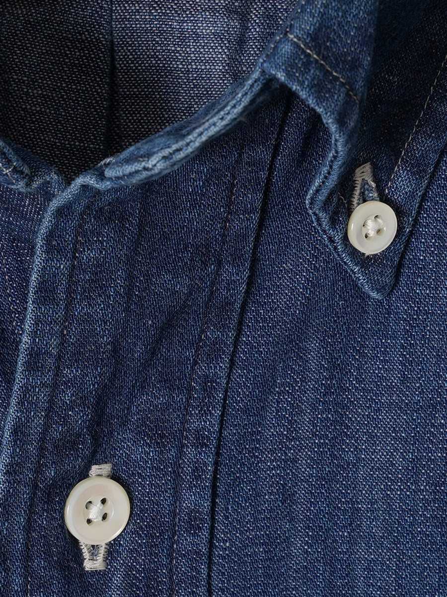 Vintage Ivy Japanese Denim 7oz Dark Blue - Kamakura Shirts - détail col