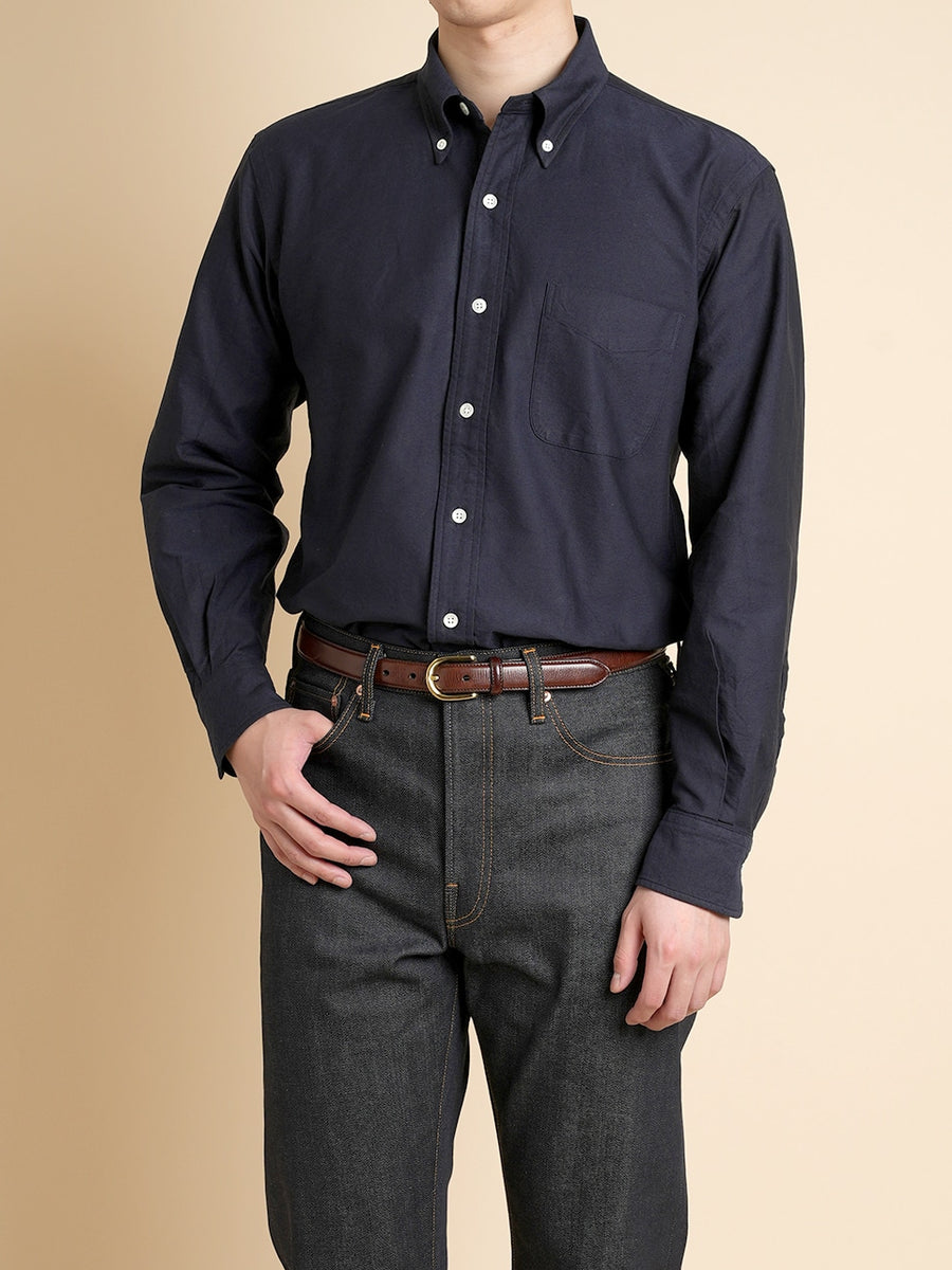 Vintage Ivy Navy Oxford - Kamakura Shirts - vue de face portée