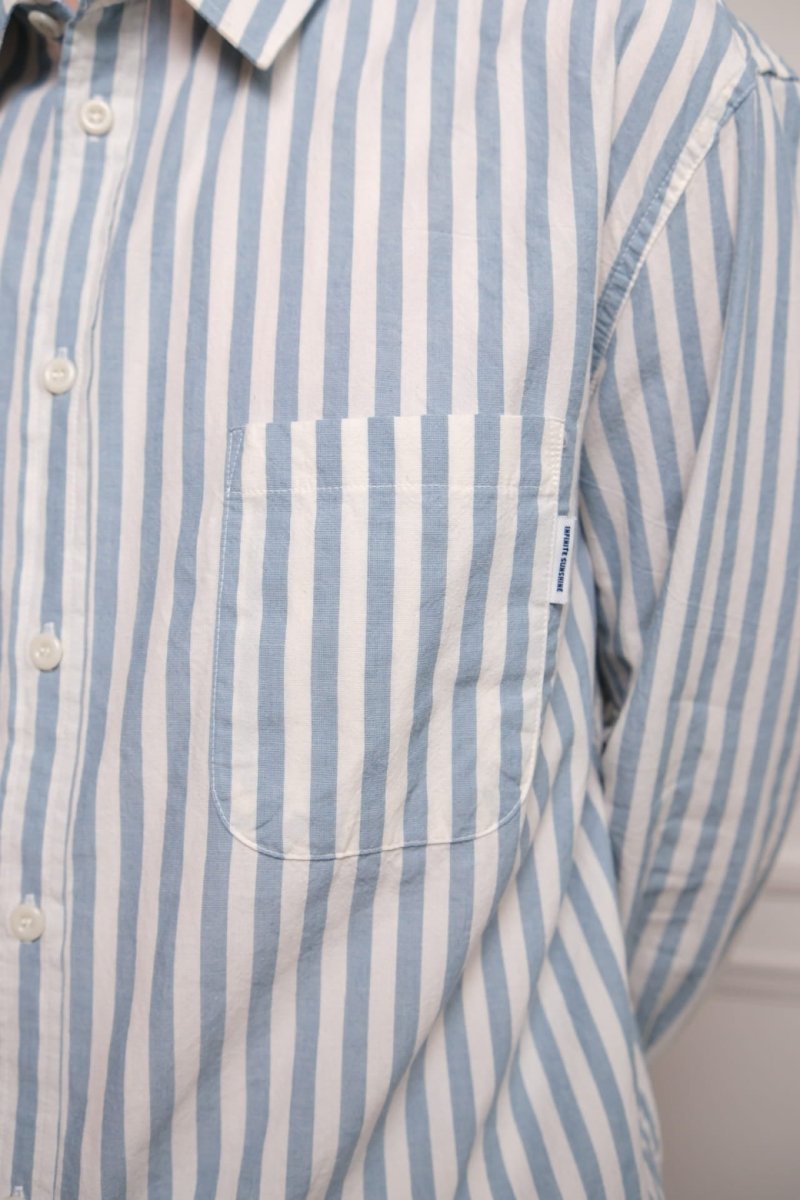 kappy melange stripe shirt sky blue coton chiné rayé coupe relaxed unisexe aura store rennesss — photo 3