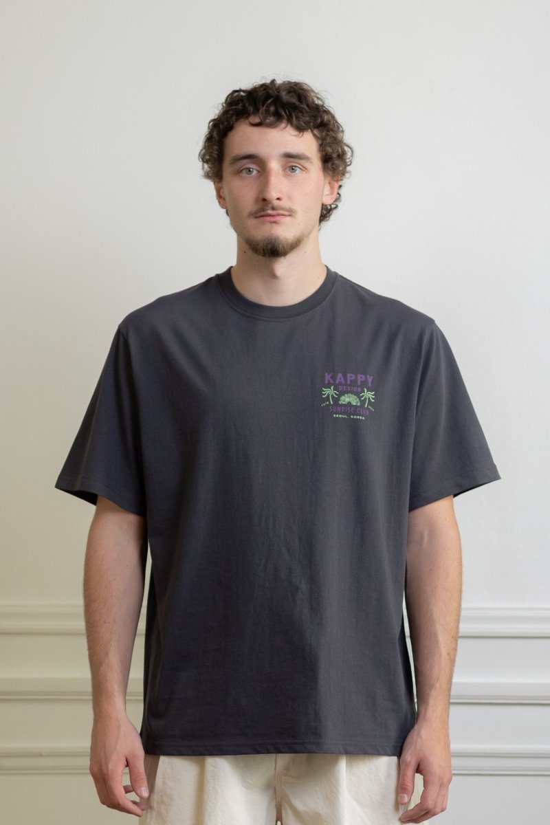 kappy palm coast half t-shirt charcoal coton graphique palm coast — photo 2
