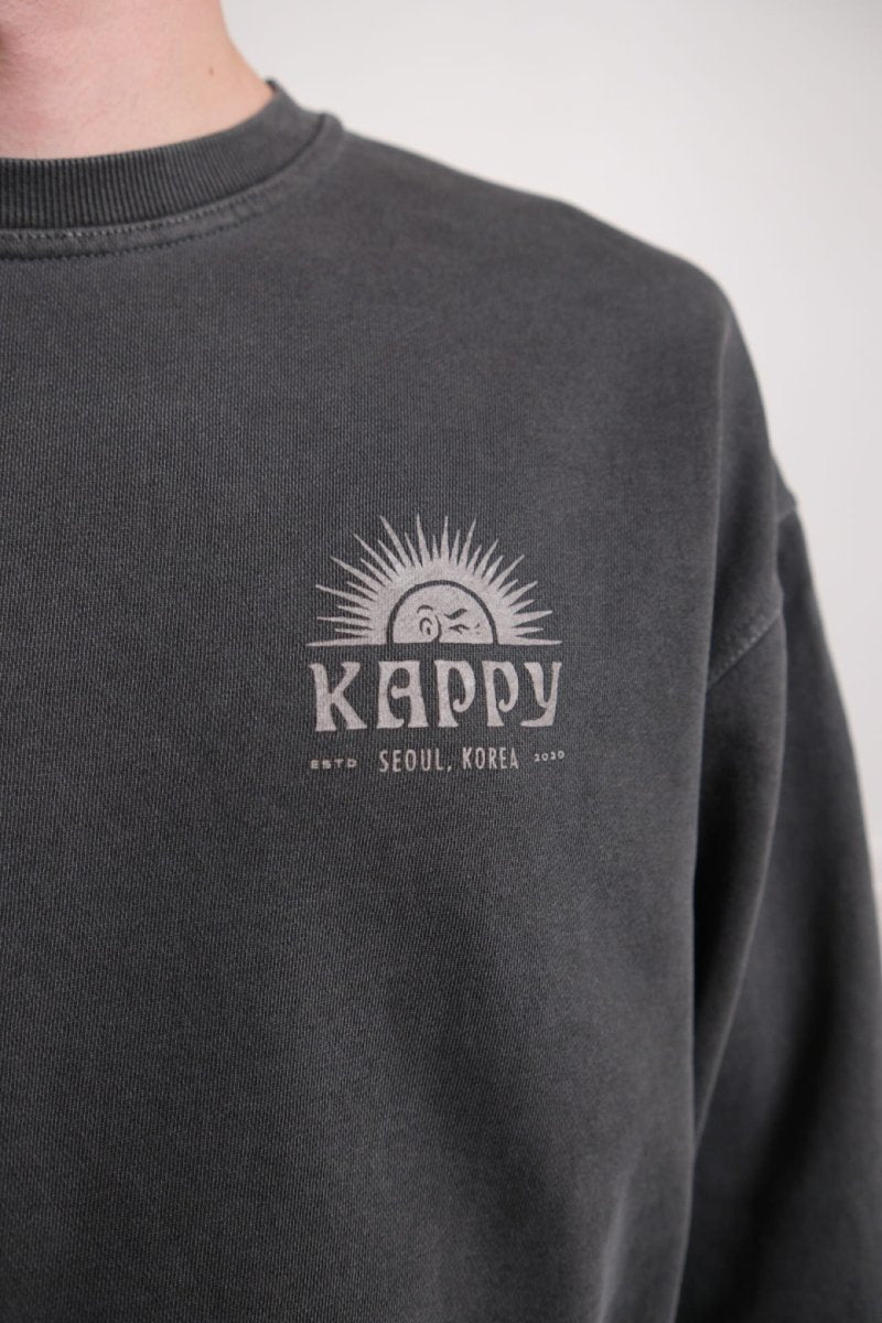 kappy sunny wink pigment sweatshirt charcoal coton teinté pigment coupe relaxed taille unique aura store rennessss