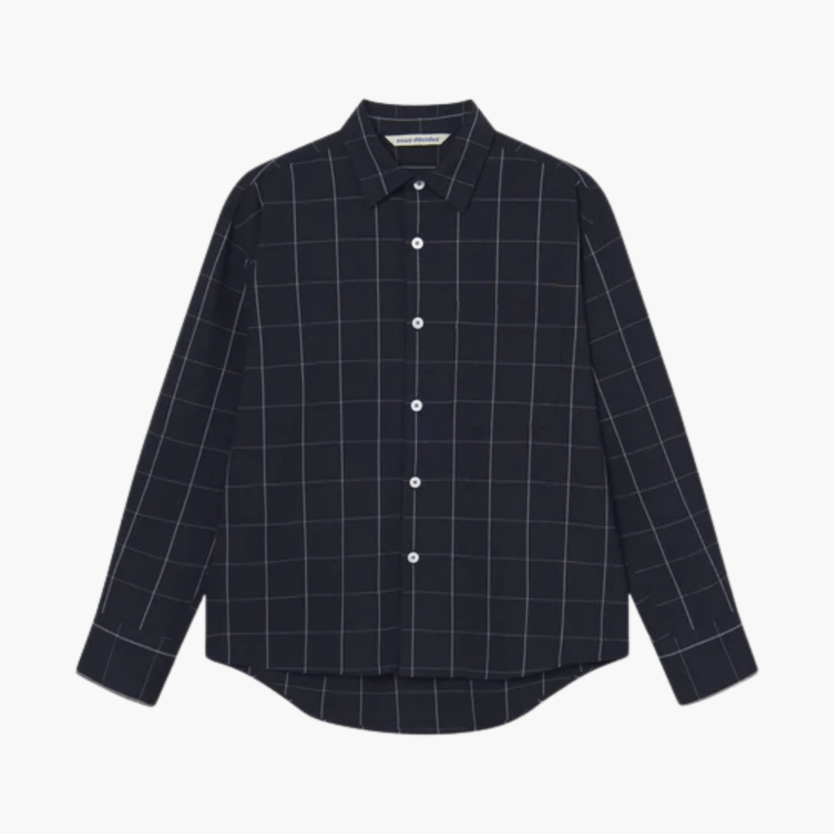 Détail Made Shirt Navy White Wide Check – boutique homme Rennes – Aura Store
