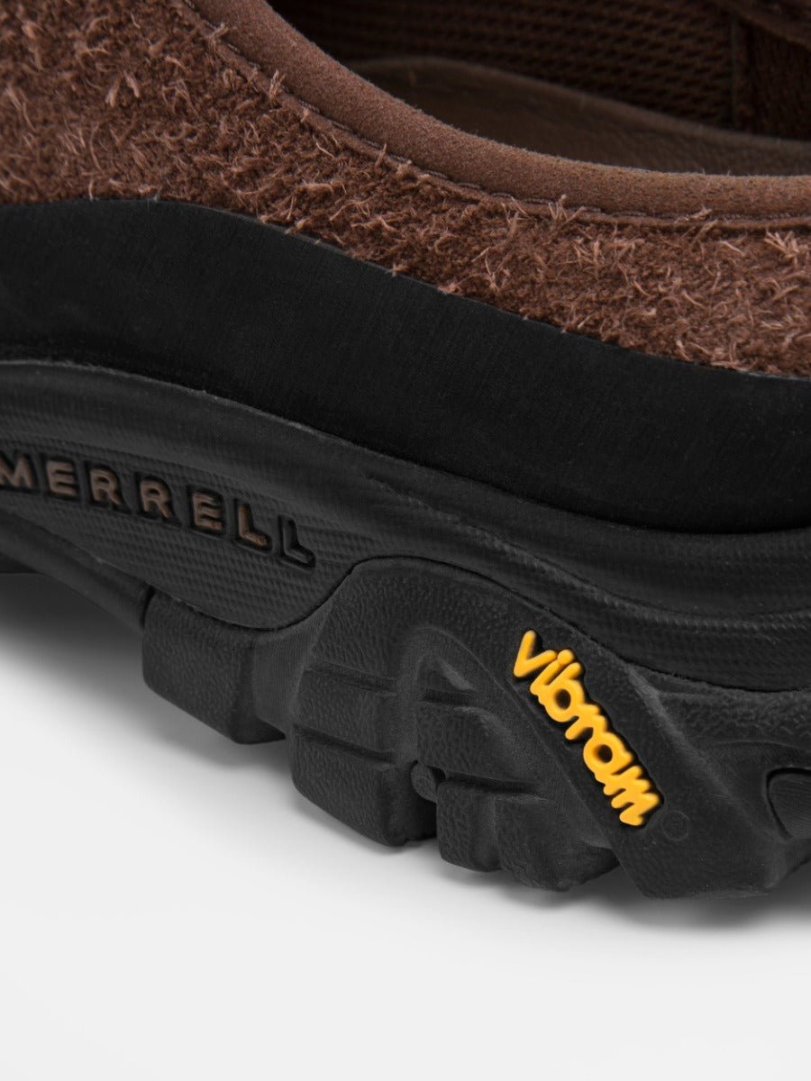 MOAB 2 SLIDE X YMC - Coffee MERRELL - détail daim brossé et talon