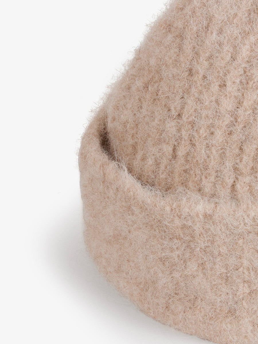 Museum Garments Alpaca Beanie beige chiné en baby alpaga - détail 2