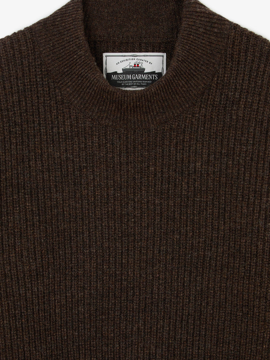 Museum Garments Deck Sweater marron en laine d'agneau mérinos - détail 1