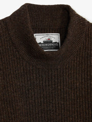 Museum Garments Deck Sweater marron en laine d'agneau mérinos - détail 2