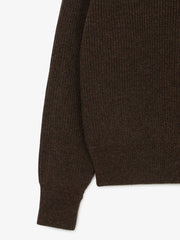 Museum Garments Deck Sweater marron en laine d'agneau mérinos - détail 3