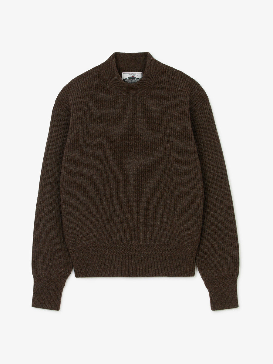 Museum Garments Deck Sweater marron en laine d'agneau mérinos - packshot