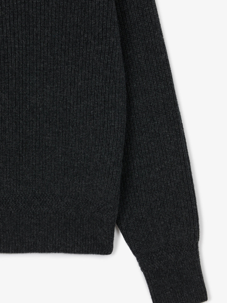 Museum Garments Deck Sweater charcoal en laine d'agneau mérinos - détail 3