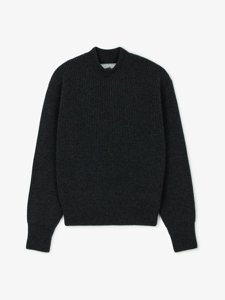 Museum Garments Deck Sweater charcoal en laine d'agneau mérinos - packshot