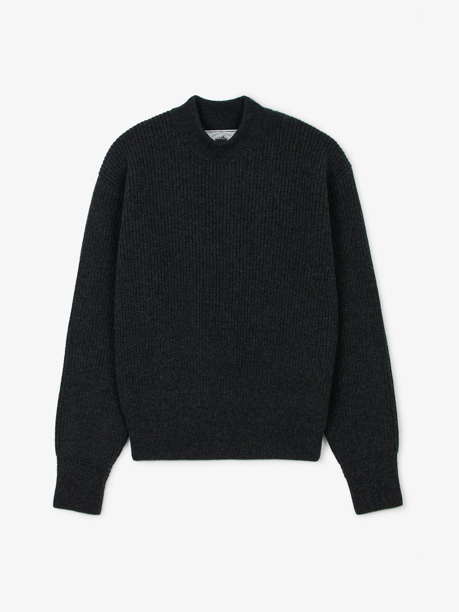 Museum Garments Deck Sweater charcoal en laine d'agneau mérinos - packshot