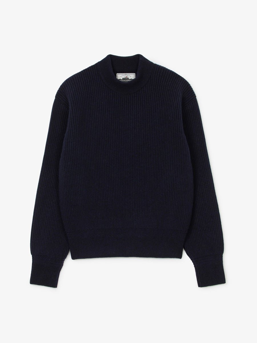 Museum Garments Deck Sweater navy en laine d'agneau mérinos - packshot