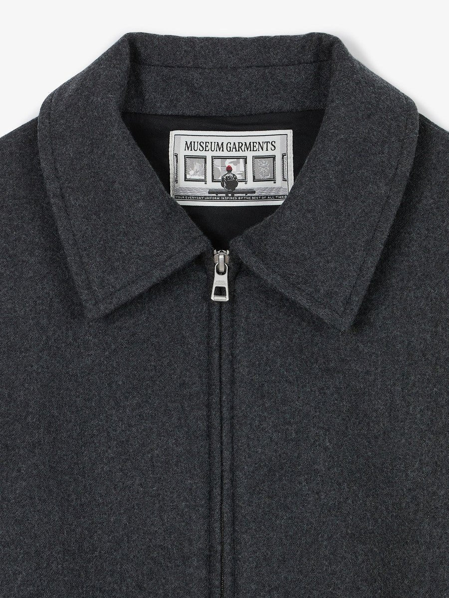 Museum Garments Exhibition Padded Jacket gris chiné en flanelle de laine vierge - détail 1