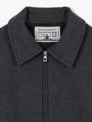 Museum Garments Exhibition Padded Jacket gris chiné en flanelle de laine vierge - détail 1