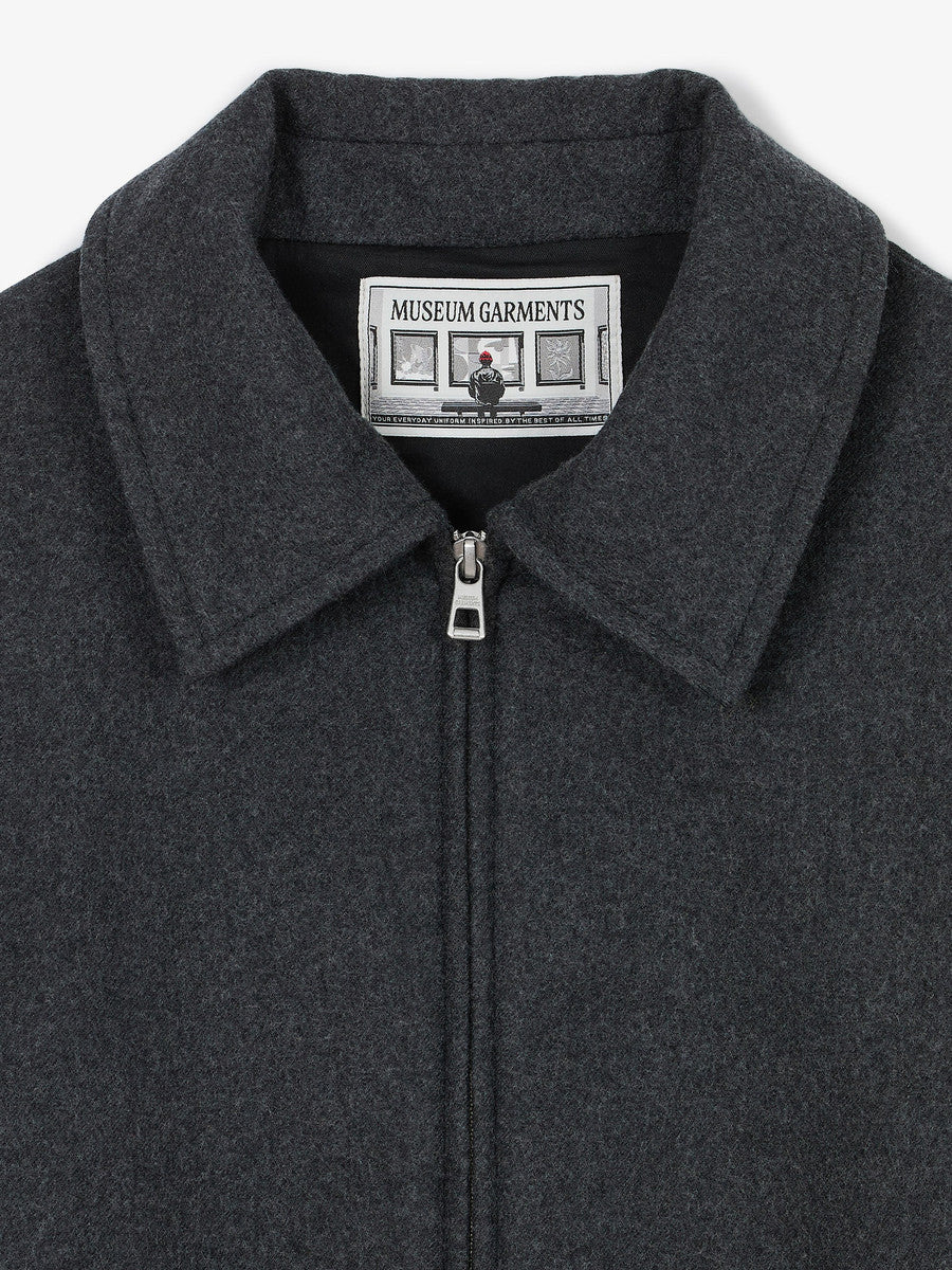 Museum Garments Exhibition Padded Jacket gris chiné en flanelle de laine vierge - détail 1