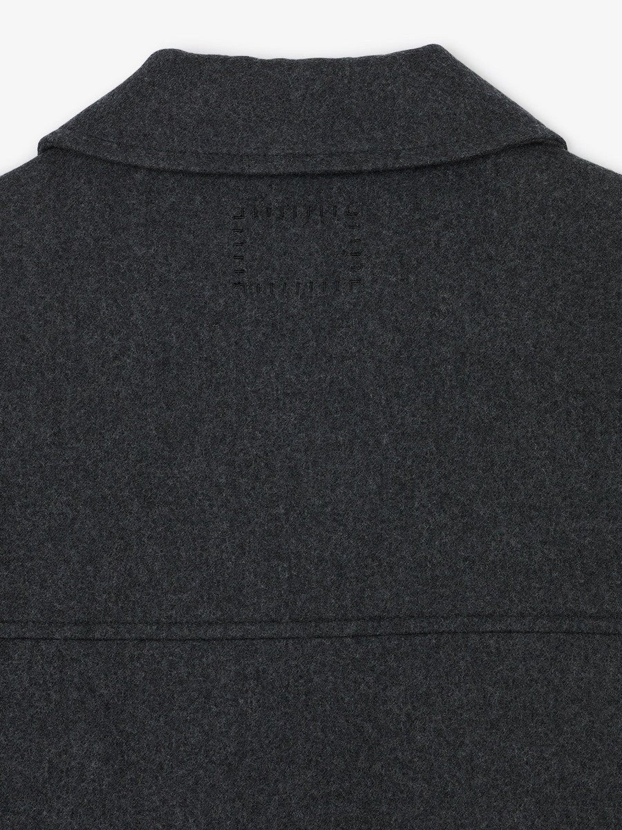 Museum Garments Exhibition Padded Jacket gris chiné en flanelle de laine vierge - détail 2